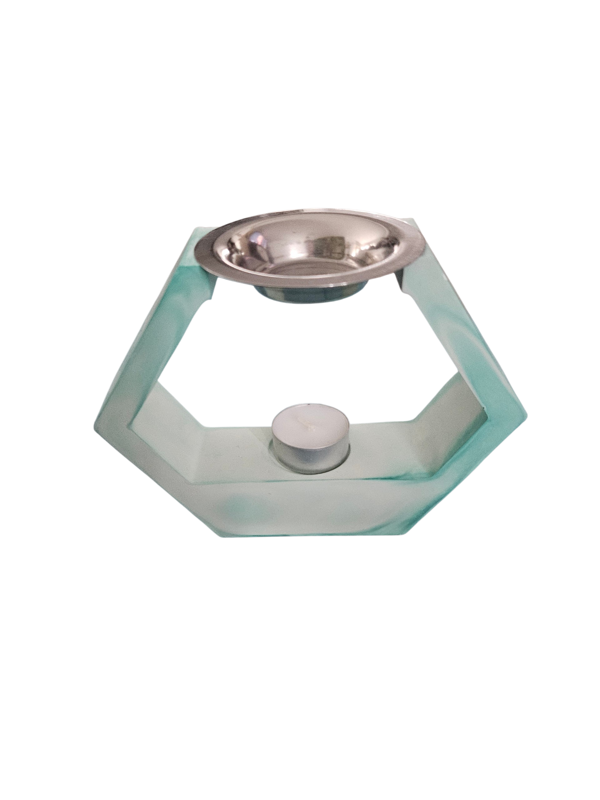 Bougeoir marbré vert - vue produit