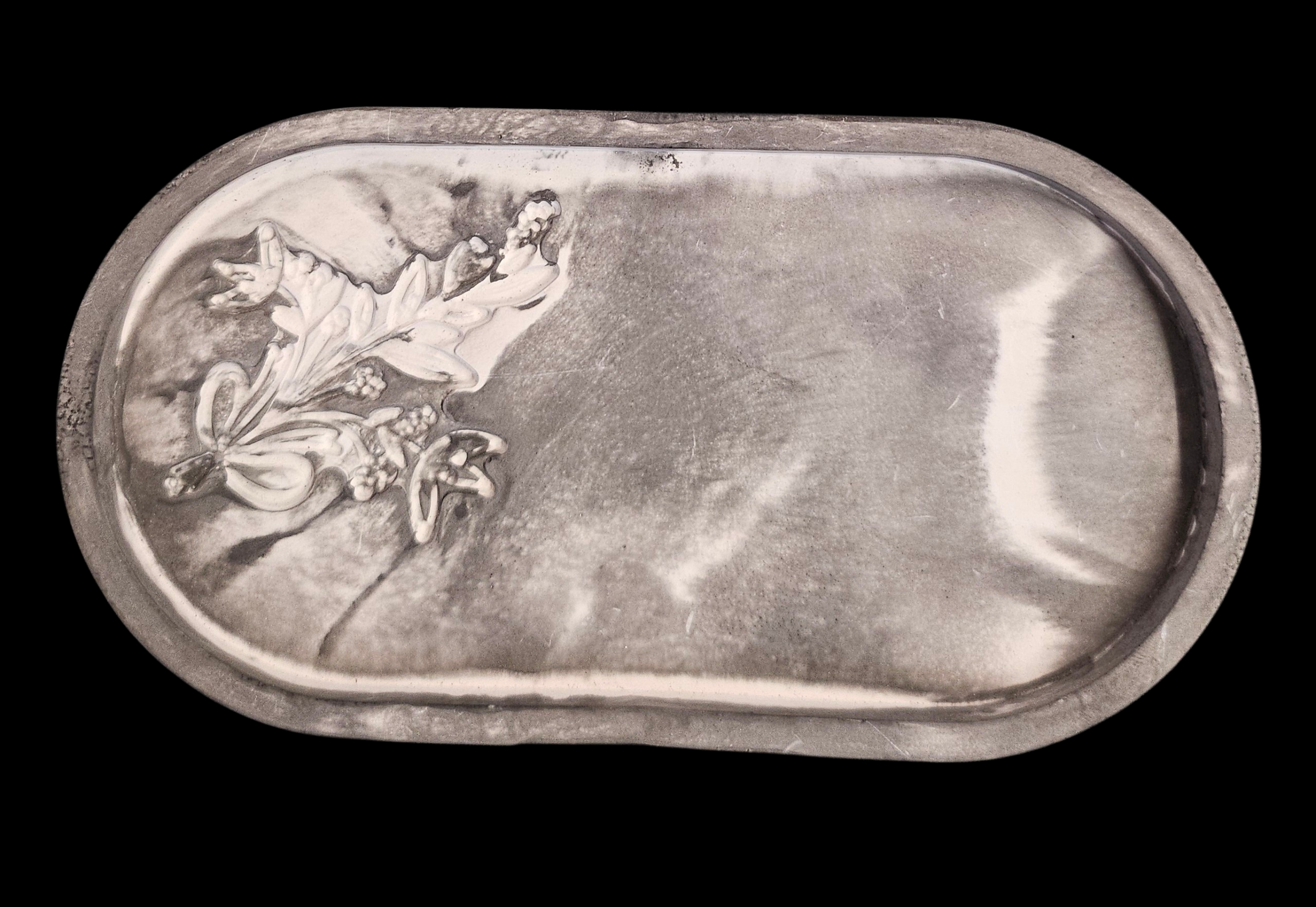 Plateau décoratif marbré gris - vue produit