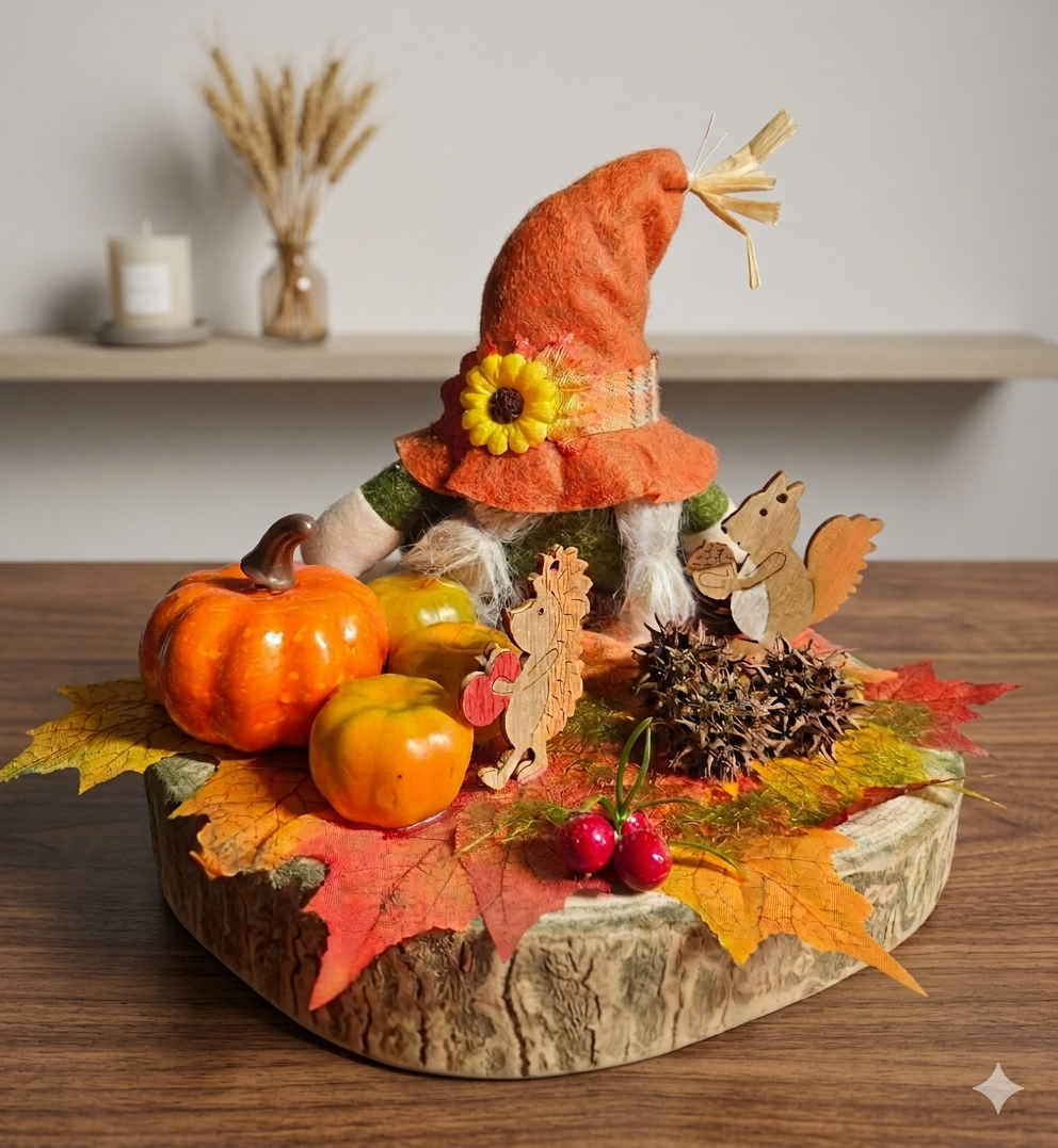 Décoration automne gnome citrouilles
