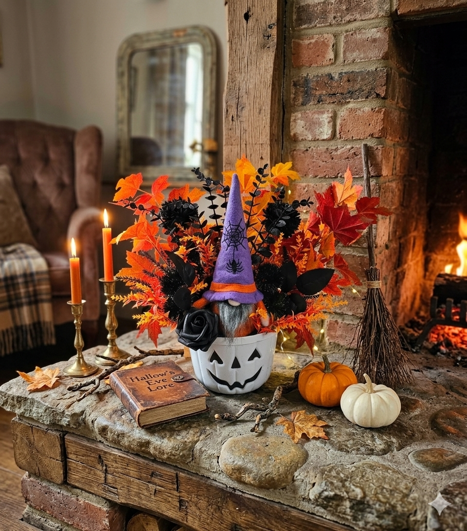Décoration Halloween gnome citrouille