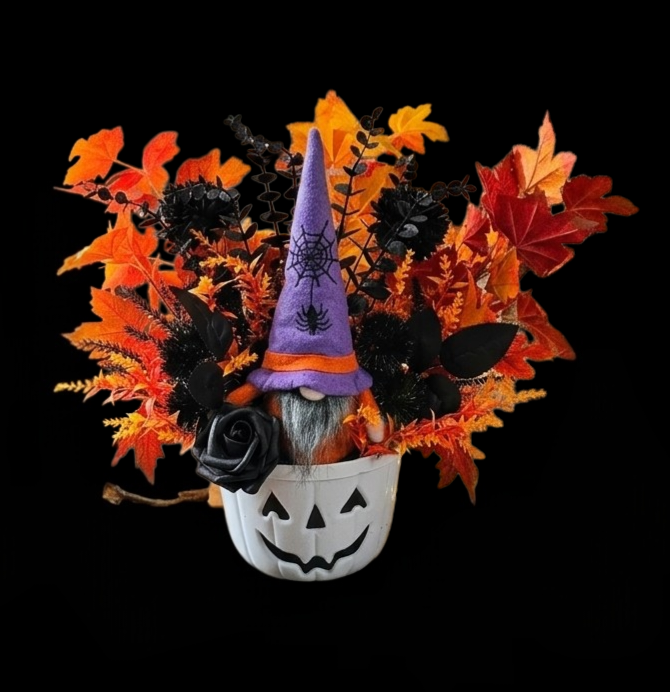 Décoration Halloween gnome citrouille - vue produit