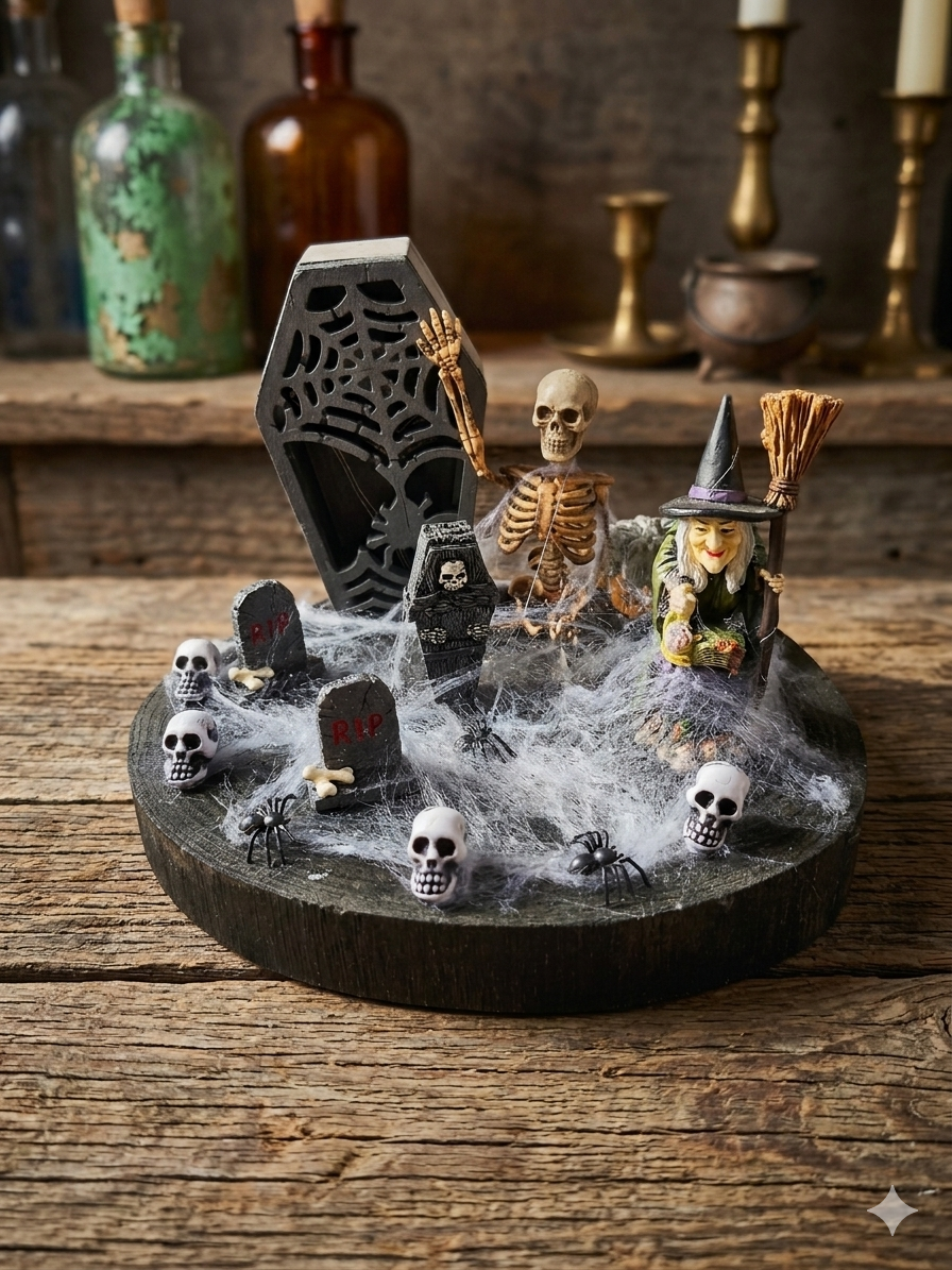 Décoration Halloween cimetière miniature