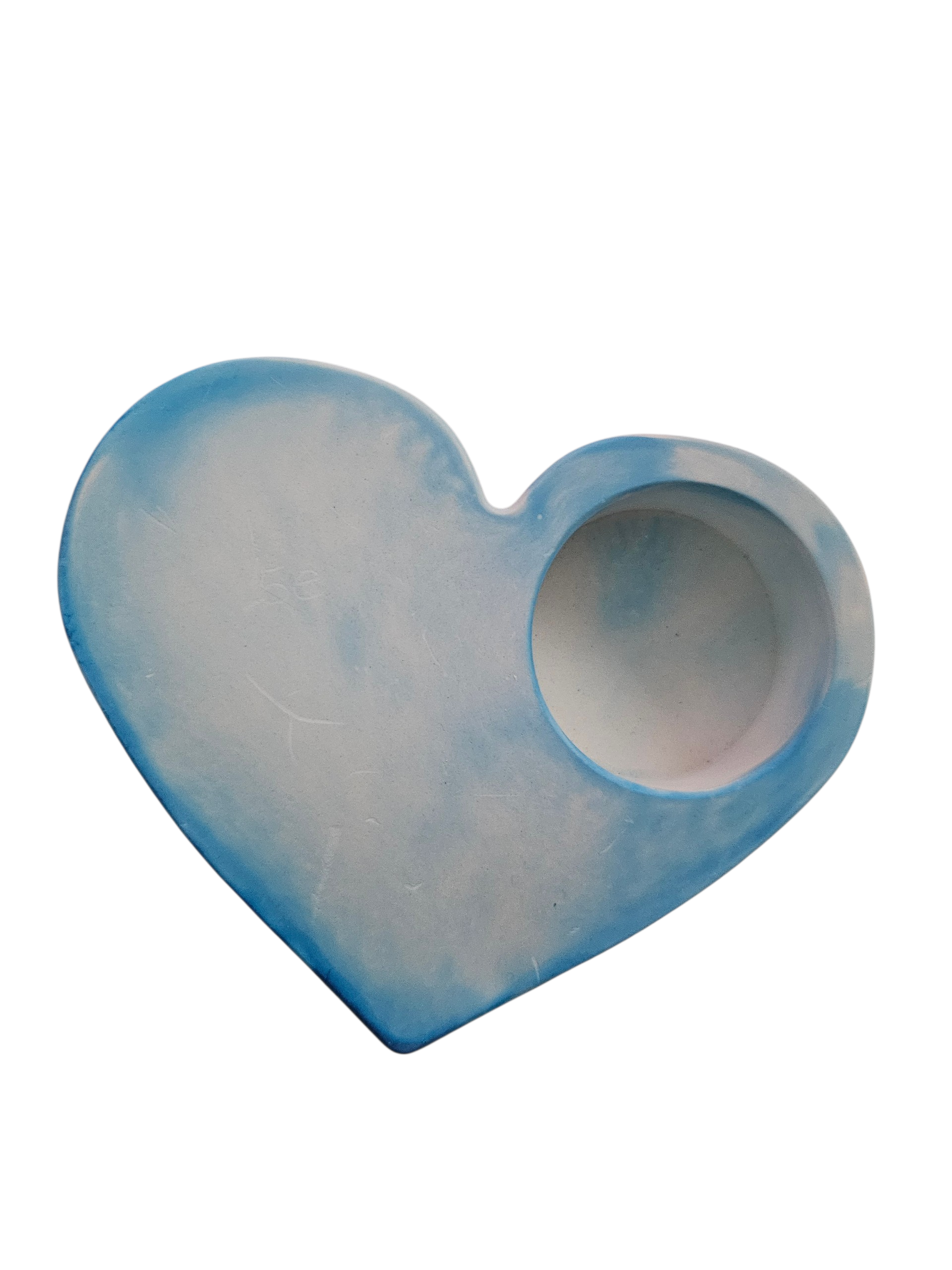 Bougeoir cœur bleu marbré - vue produit