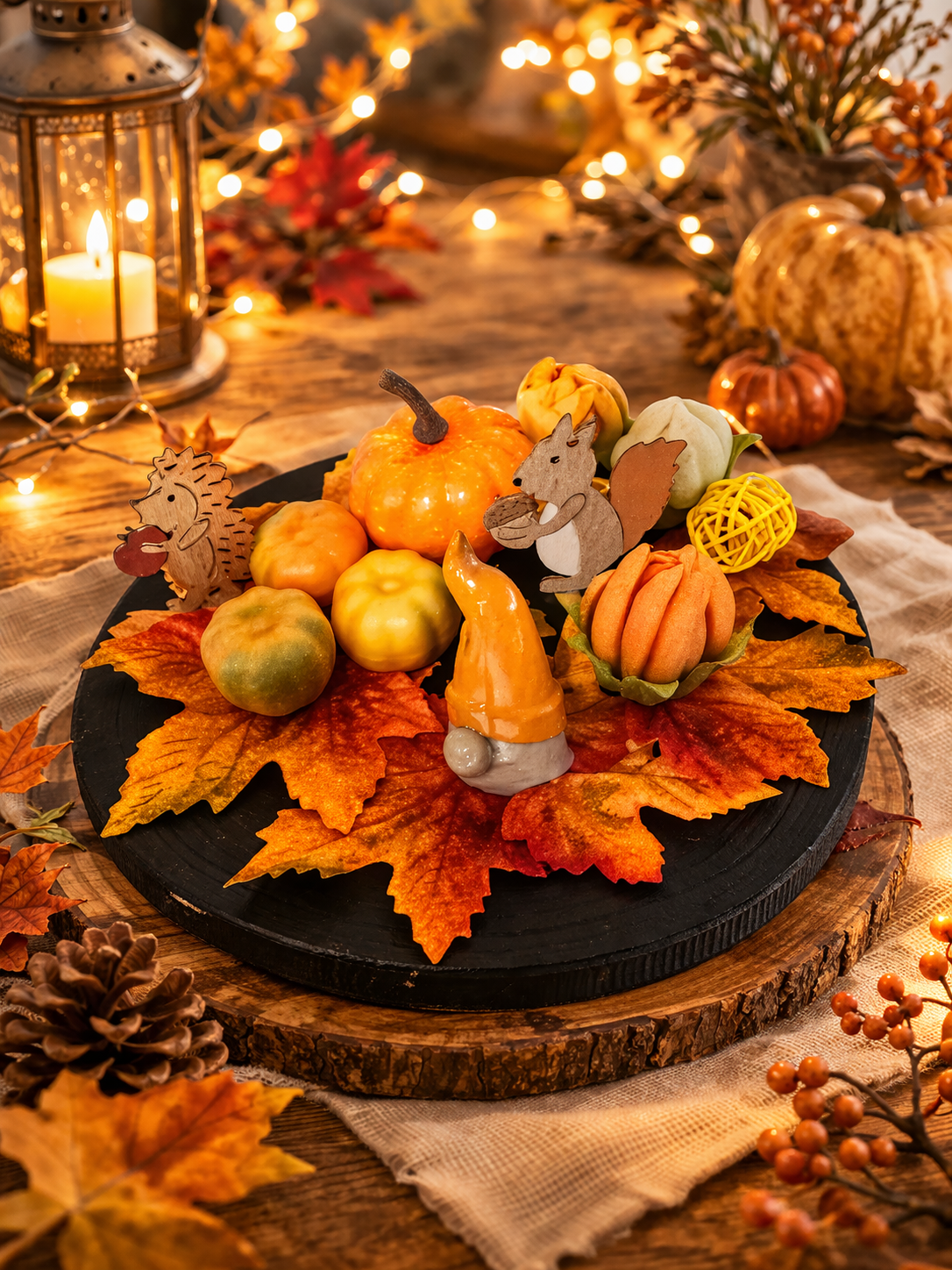 Centre de table automne cosy