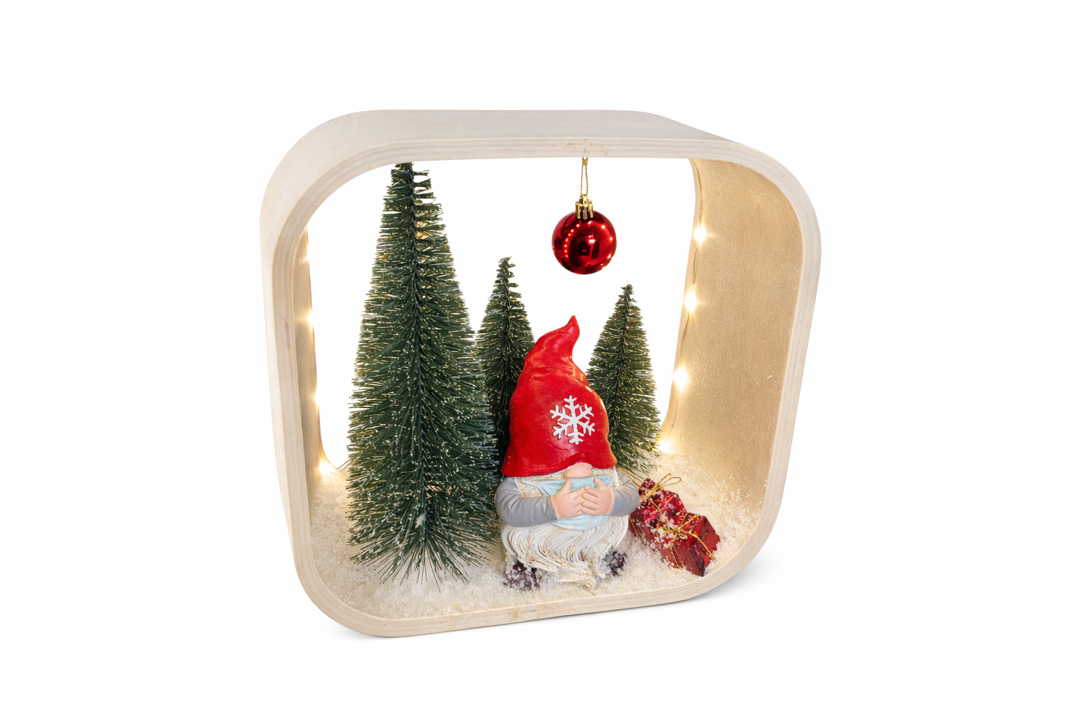 Décoration Noël gnome cadre LED - vue produit