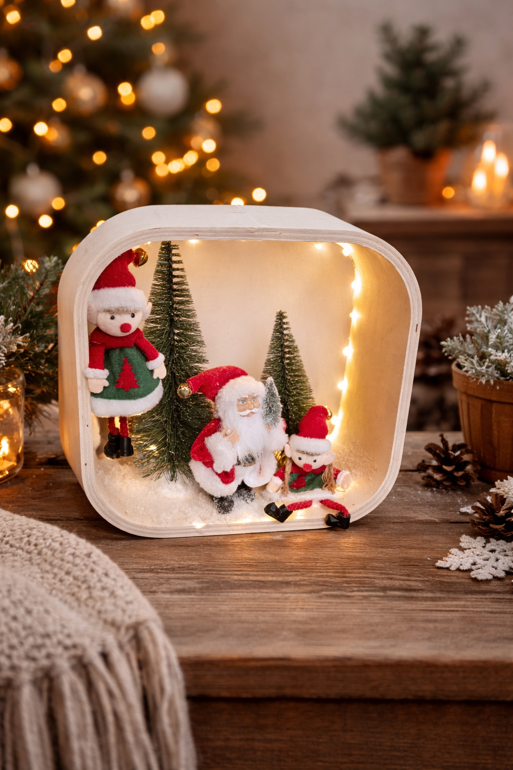 Décoration Noël Père Noël cadre LED