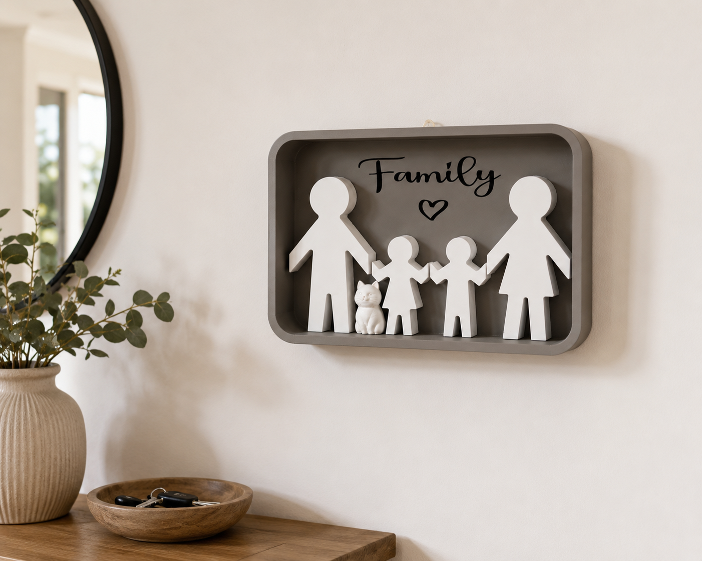 Cadre décoration Famille avec chat