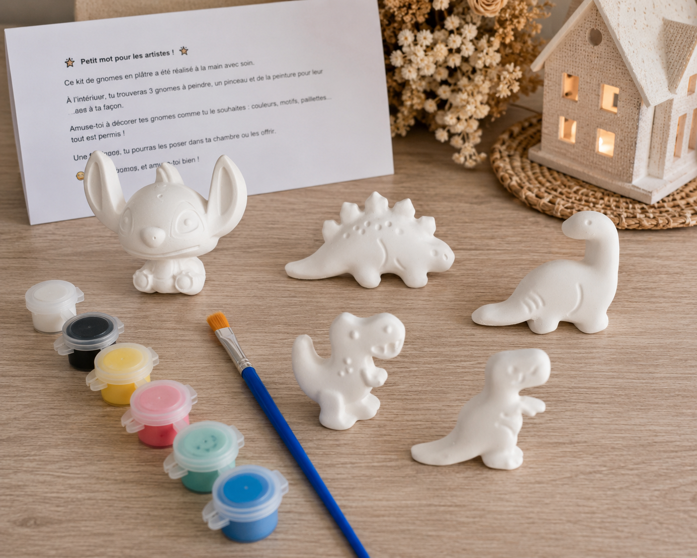 Kit créatif de 5 Figurines dinosaures à peindre 