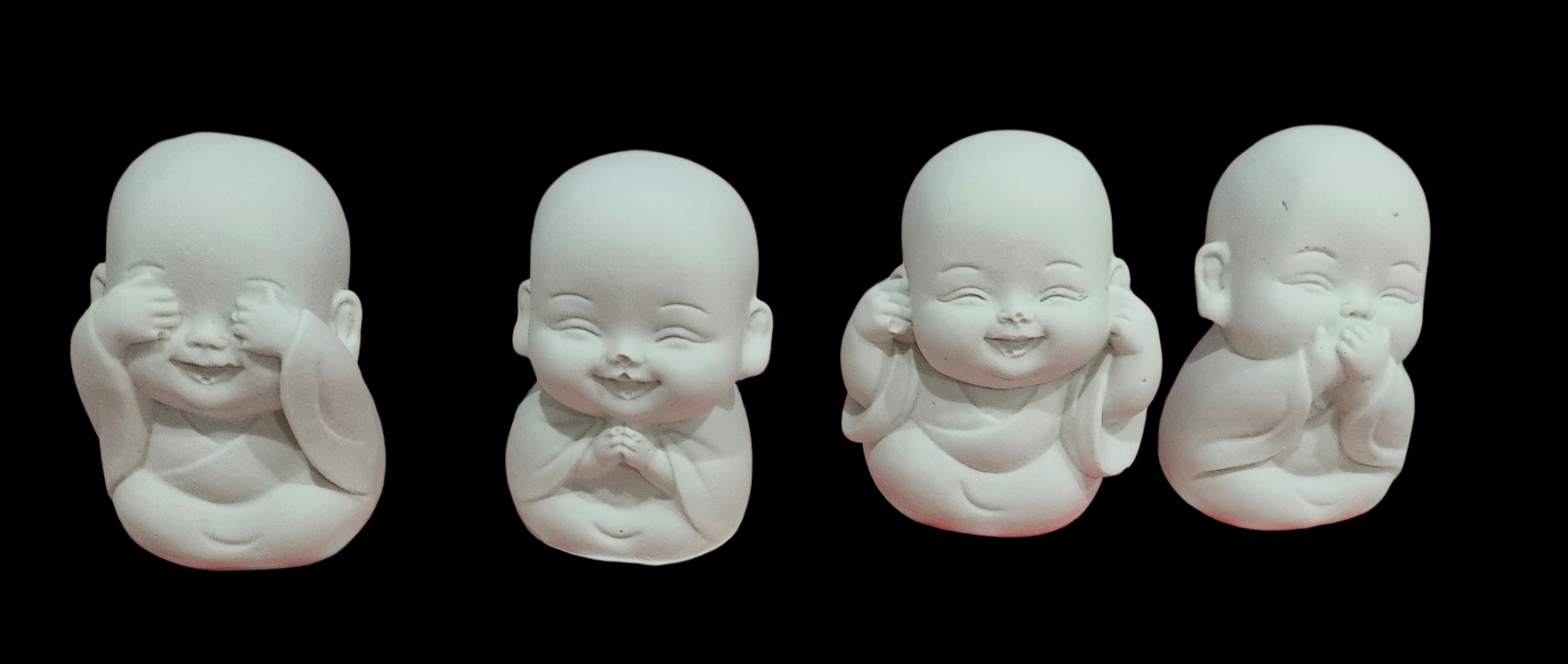 Kit créatif de 4 bouddhas miniatures à peindre  - vue produit