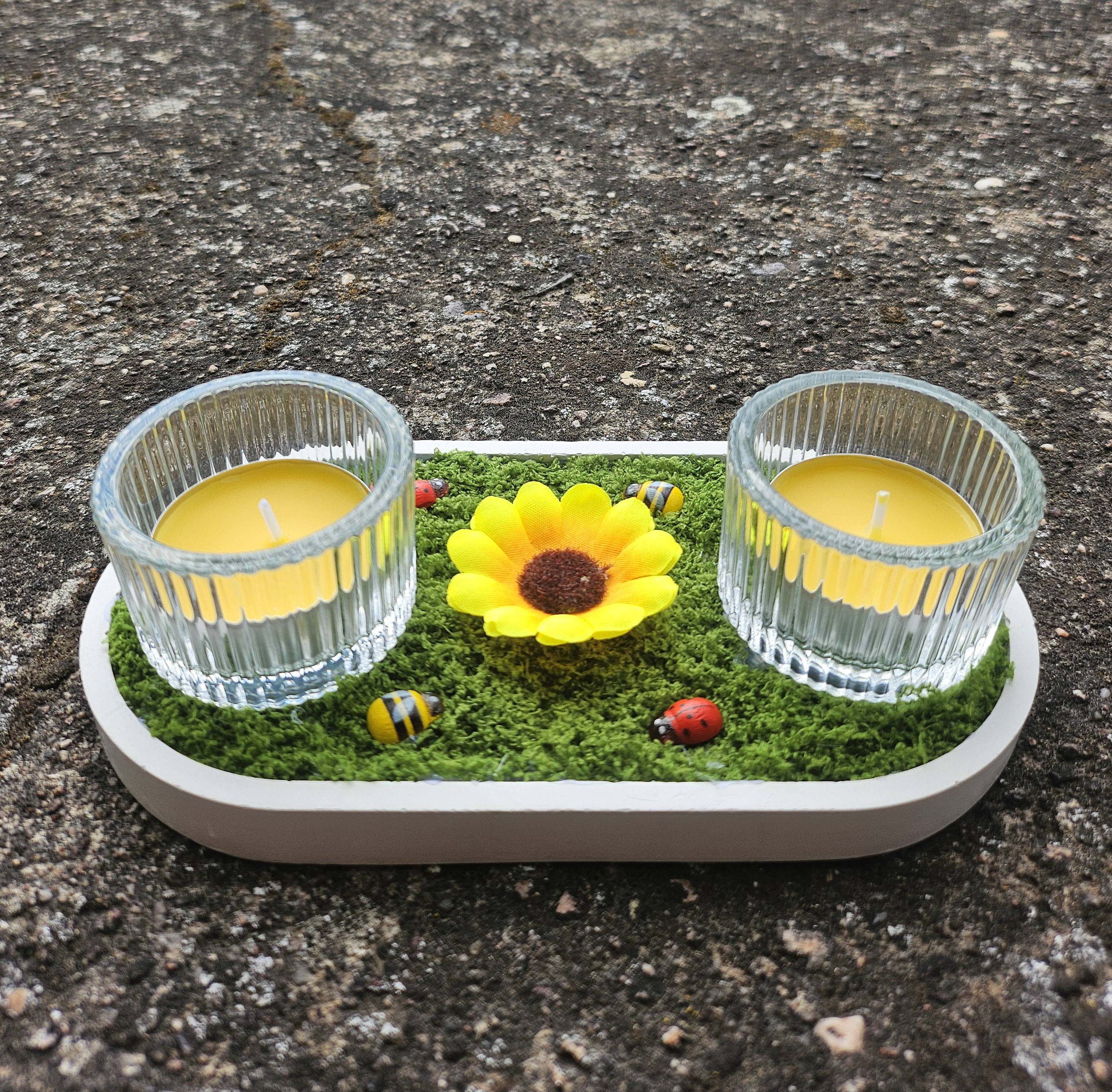 Centre de table photophore en raysin plâtre - vue produit