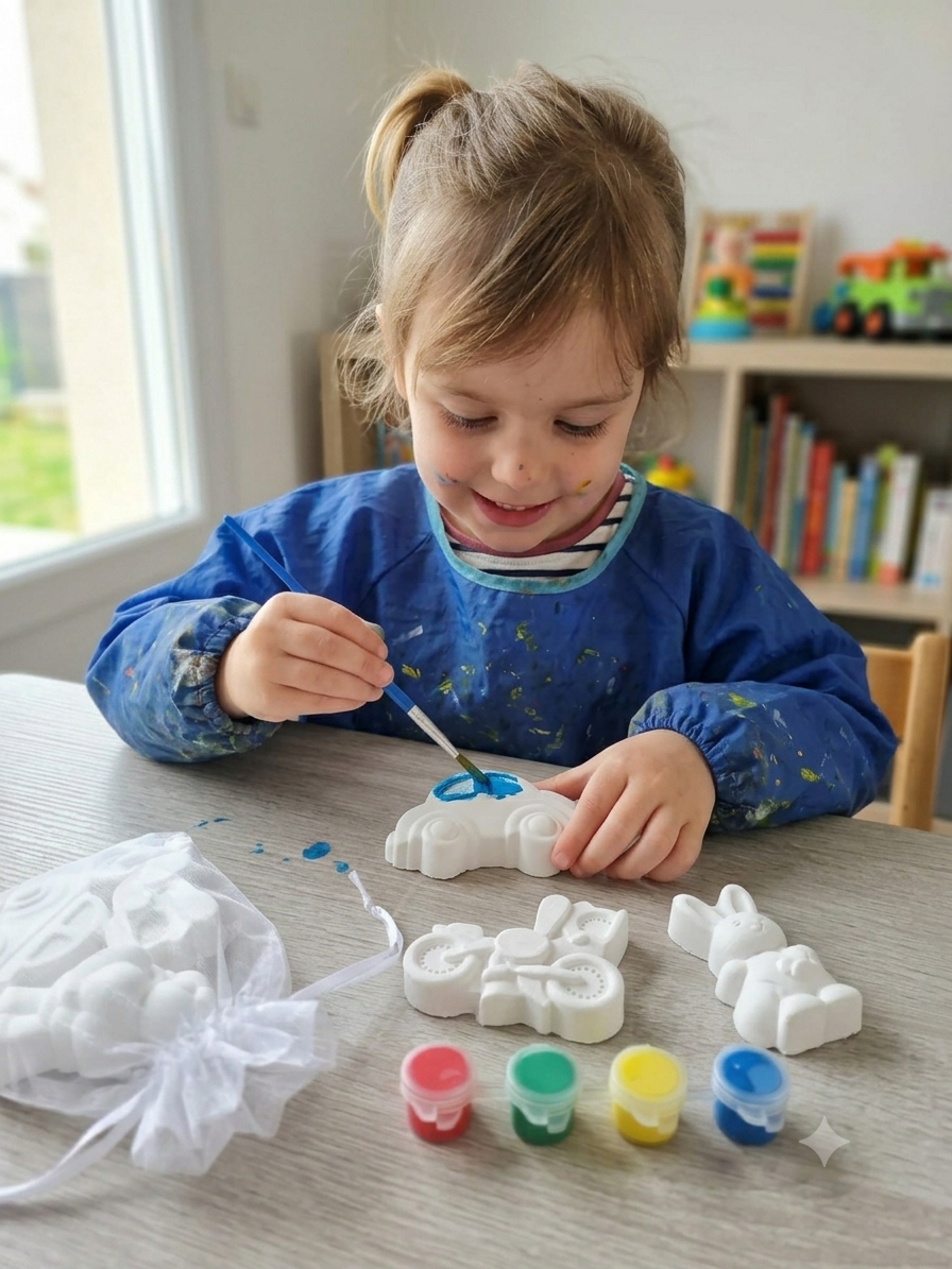 Kit créatif à peindre en raysin plâtre – Véhicules et animaux 