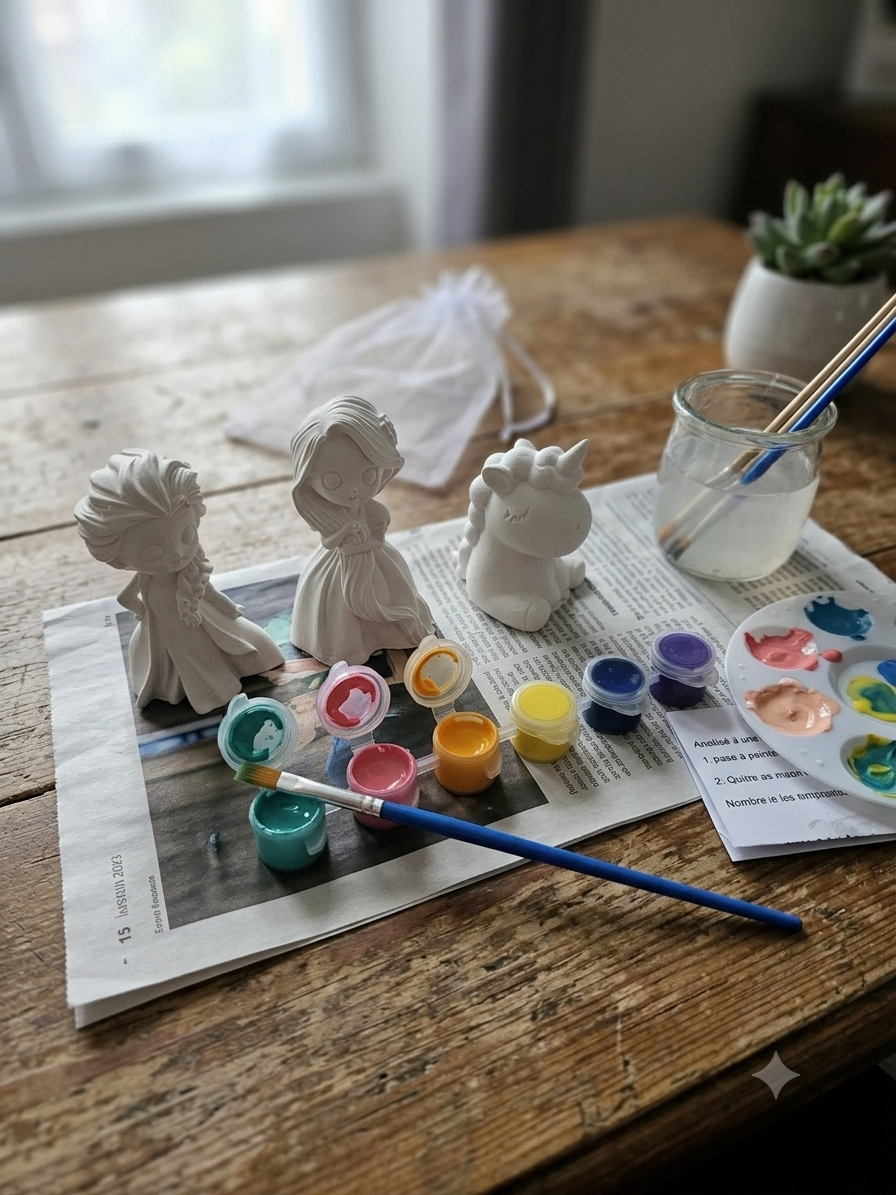 Kit créatif à peindre en raysin plâtre – Princesses et licorne