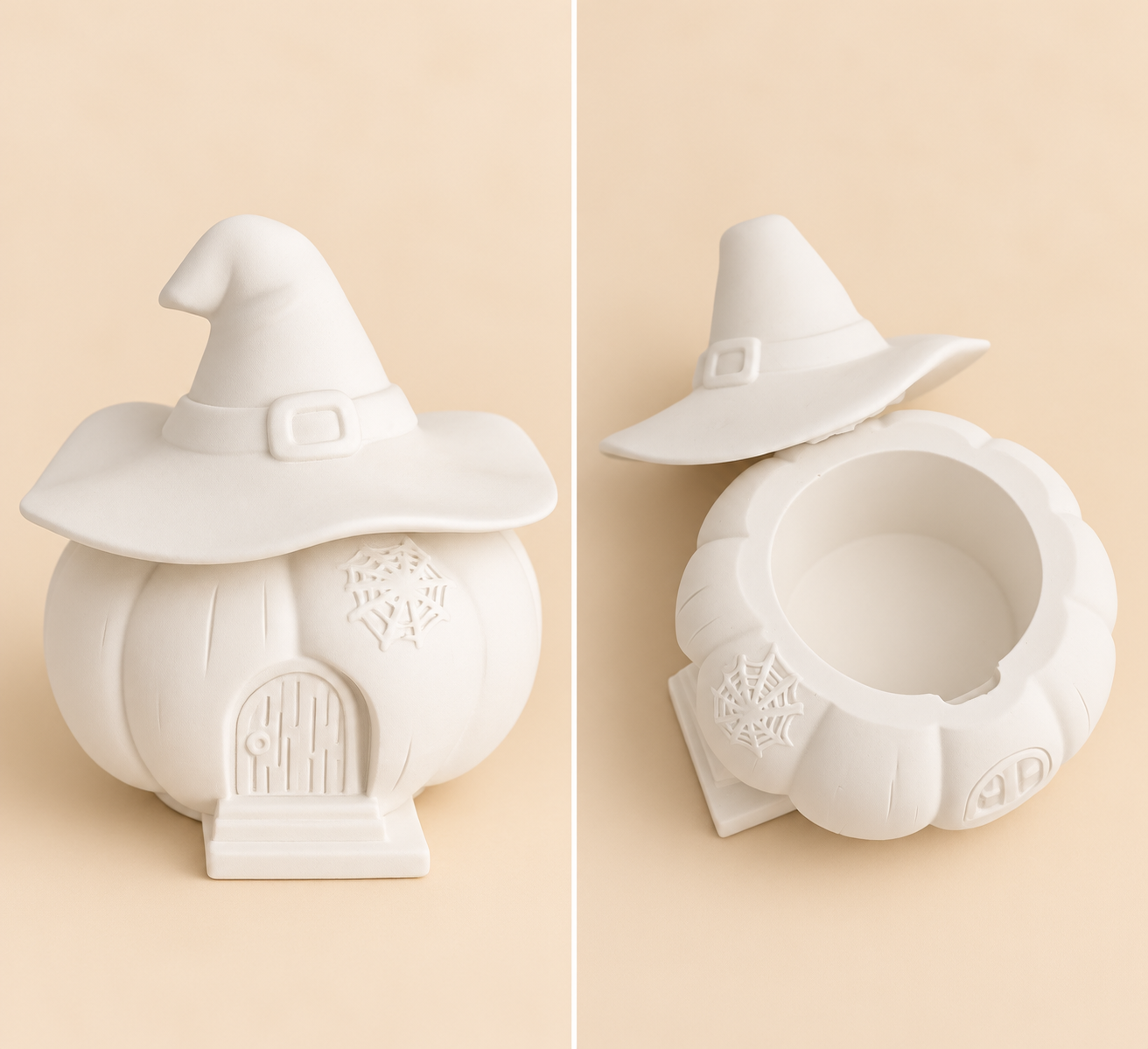 Pot citrouille sorcière à peindre en raysin-plâtre